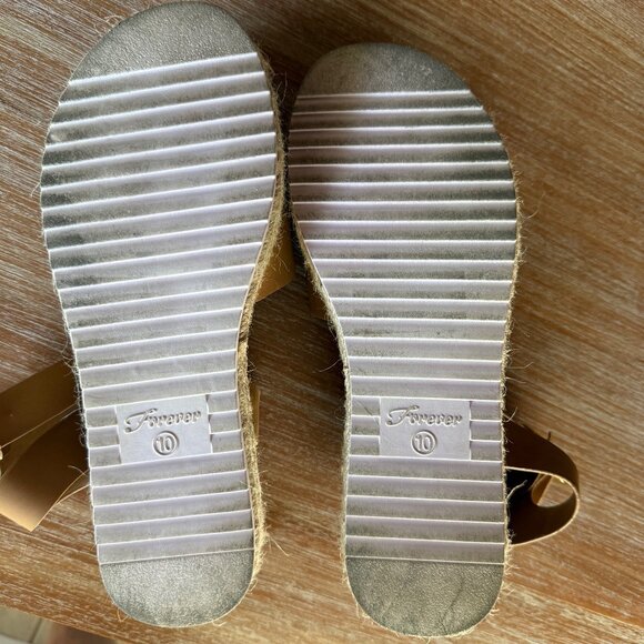 Forever Taupe Tan Open Toe Ankle Strap Espadrille Size‎ 10 - Picture 10 of 10